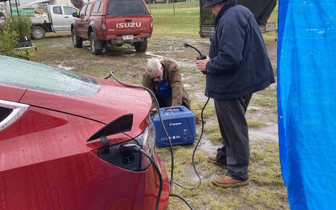Prøver å finne en ladning på en off-grid-messe −